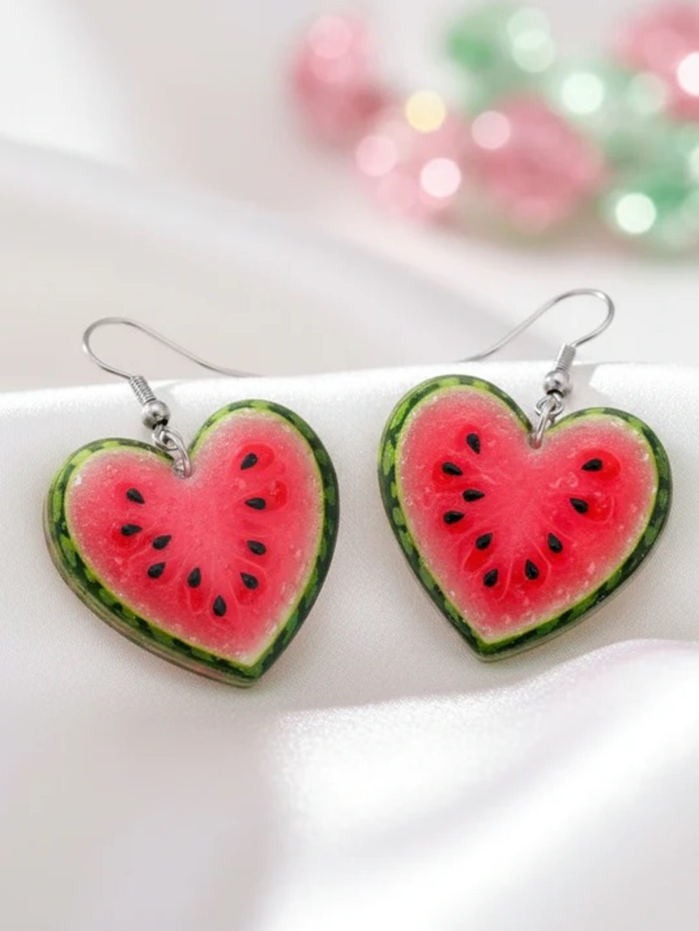 Heart Watermelon Drop Earrings